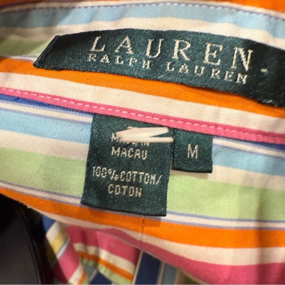 Lauren Ralph Lauren Womens Medium Multi Color Striped Button Down Shirt Sz M - Picture 5 of 10